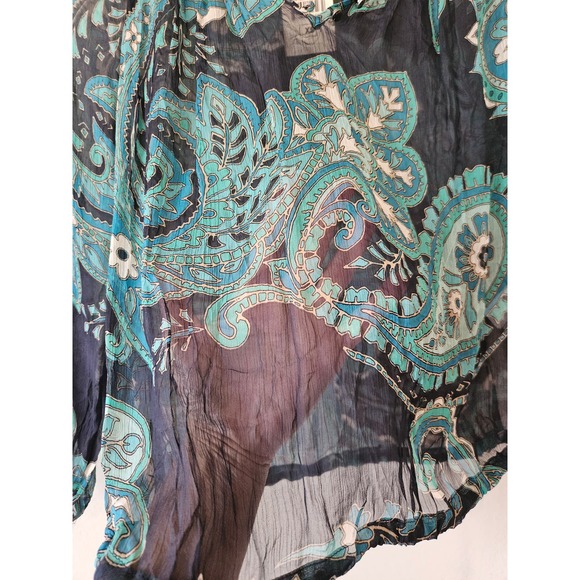 NWT Lucky Brand Sheer Boho Paisley Peasant Top, Size XS - Picture 5 of 12